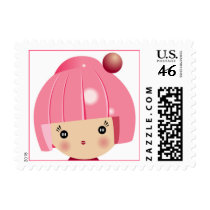 Pink Kokeshi Triplet Postage stamps