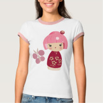 Pink Kokeshi Triplet Ringer Tee t-shirts