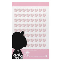Pink Kokeshi Triplet Stationary Custom Stationery