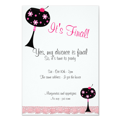 Pink Lace and a Big Drink Divorce Party Invitation