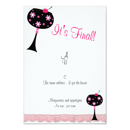 Pink Lace and a Big Drink Divorce Party Invitation Pink Lace and a Big Drink Divorce Party Invitation