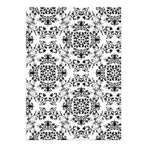 Pink Lace and Black & White Damask Sweet 16 5x7 Custom Invitation
