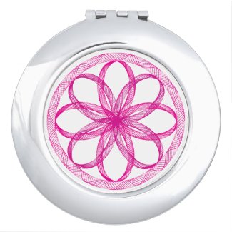 Pink Lace Guilloche Circles Compact Mirror