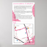 Pink Lace Wedding Accommodations, Directions & Map Poster