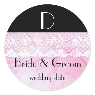 Pink Lace Wedding Monogram Designer stickers sticker