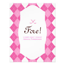 Pink Ladies Golf Party Argyle Invitation