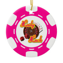 PINK LADY LUCK POKER CHIP ORNAMENT