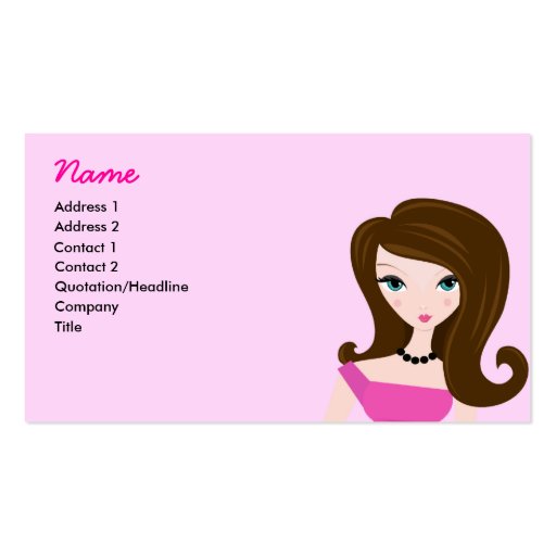 Pink Lady Profile Card Business Card (front side)