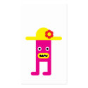Pink lady, yellow hat bookmark business cards