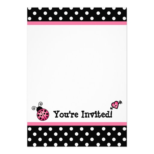 Pink Ladybug Baby Shower Black & White Polka Dots Personalized Announcement