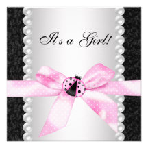 Pink Ladybug Baby Shower Invitations