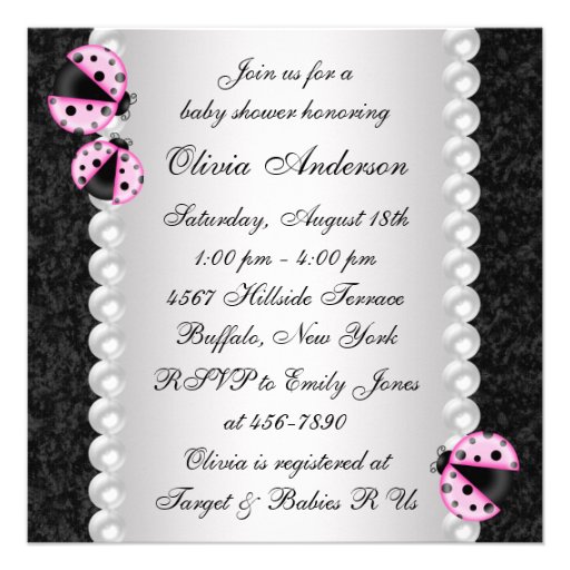 Pink Ladybug Baby Shower Invitations