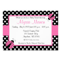 Pink Ladybug Baby Shower or Birthday Invitation