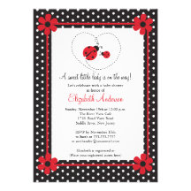 Pink Ladybug Baby Shower Personalized Invitations