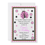 Pink Ladybug Birthday Invitations