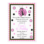 Pink Ladybug Birthday Invitations