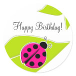 Pink Ladybug Cupcake Toppers Stickers