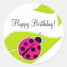 Pink Ladybug Cupcake Toppers Stickers