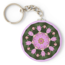 Pink Ladybug Dance Kaleidoscope Abstract Design Keychain