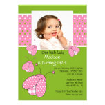 Pink ladybug Photo Birthday Invitation