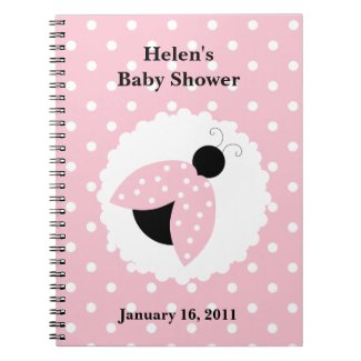 Pink Ladybug & Polka Dots Baby Shower Notebook