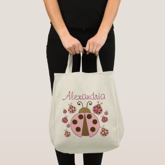 Pink Ladybug Tote Bag