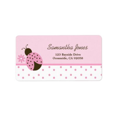 Pink Ladybug Trendy Dot Address Label