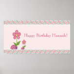 Pink Ladybugs Birthday Banner Print