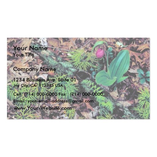 Pink lady's slipper business card (front side)