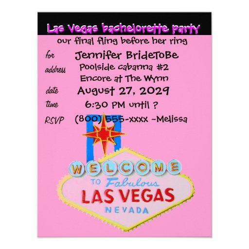 Pink Las Vegas Bachelorette Party Personalized Announcement