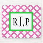 Pink Lattice Mousepad Monogrammed