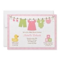 Pink Laundry Baby Shower Invitation