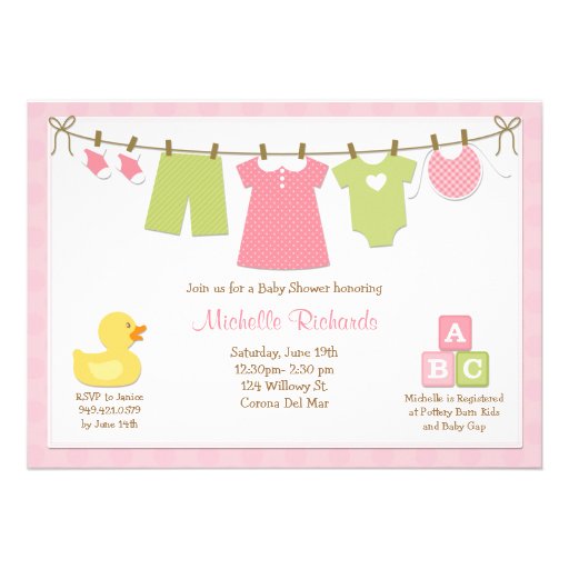 Pink Laundry Baby Shower Invitation