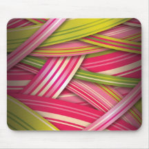 Pink Leaf Flowing Ribbons Mouse Pad