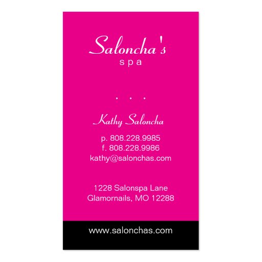 Pink Leaf Salon Spa Business Card (back side)