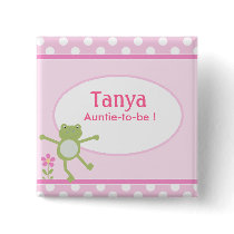 Pink Leap Frog Baby Shower Name Tag Button