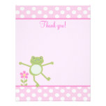 Pink Leap Frog Girly Froggy Flat thank you note Personalized Invite