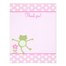 Pink Leap Frog Girly Froggy Flat thank you note Personalized Invite