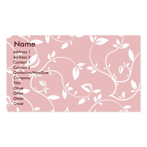 Pink Leaves - Business Business Card Templates (front side)