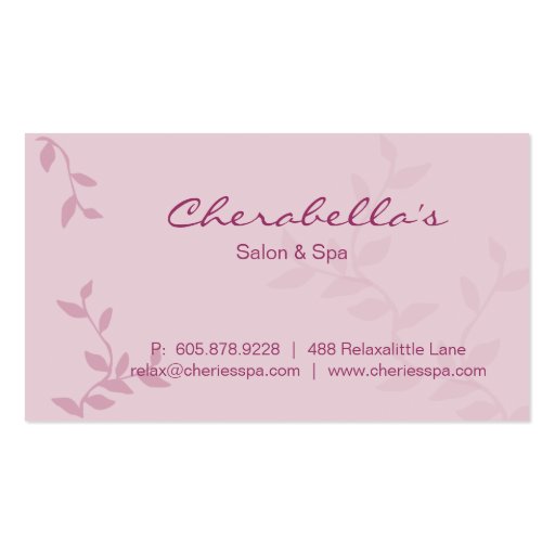 Pink Leaves Salon & Spa Manicure Business Card (front side)
