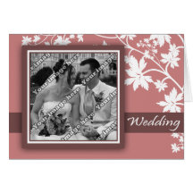 Pink Leaves Wedding Card