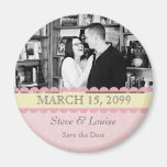 Pink & Lemon Wedding Save the Date Photo Frame Fridge Magnet