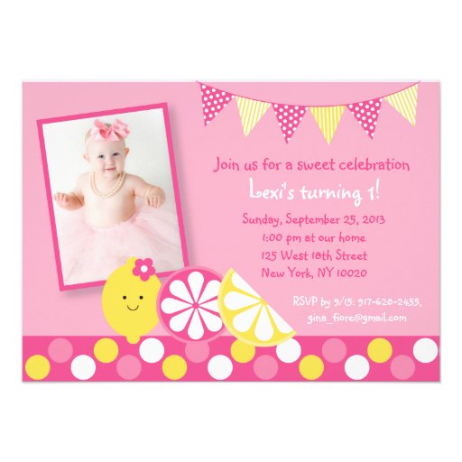 Pink Lemonade Birthday Invitations