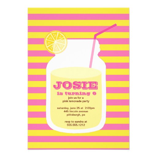 Pink Lemonade Birthday Party Invitation
