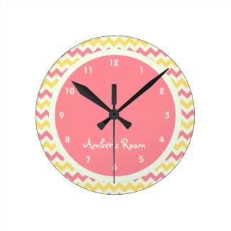 Pink Lemonade Chevron Personalized Kid's Bedroom