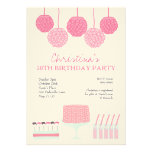Pink Lemonade Girls Party Ruffle Cake Invite invitations