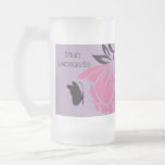 Pink Lemonade Mugs Frosted Glass Flower Butterfly
