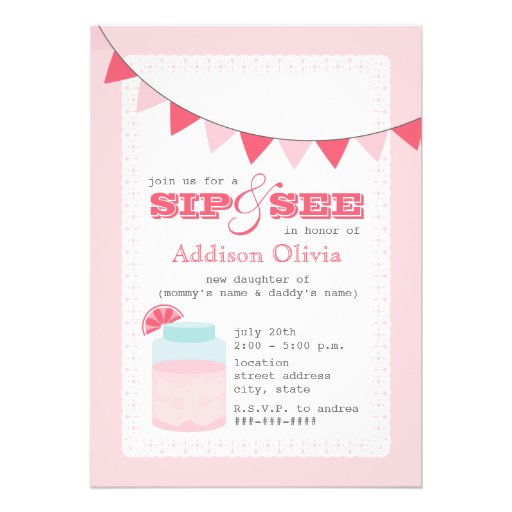 Pink Lemonade Sip & See Baby Girl Card