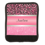 Pink Leopard and Glittery Print Luggage Handle Wrap