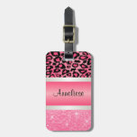 Pink Leopard and Glittery Print Tag For Luggage